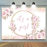 Licht Rosa Blumen Es ist A Mädchen Babydusche Hintergrund
